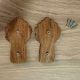 Handcrafted Acacia Wood Lion Fabric Handle Pair